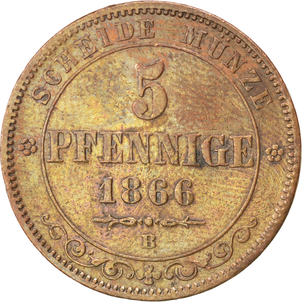 Coin, German States, SAXONY-ALBERTINE, Johann, 5 Pfennig, 1866, Dresde