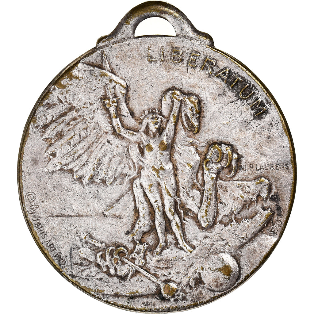 Francia, medalla, Art Nouveau, Liberatum, WAR, 1919, Laurens, MBC, Bronce