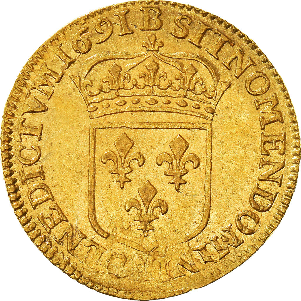 Moneta, Francja, Louis XIV, Louis d'or à l'écu, Louis d'Or, 1691, Rouen