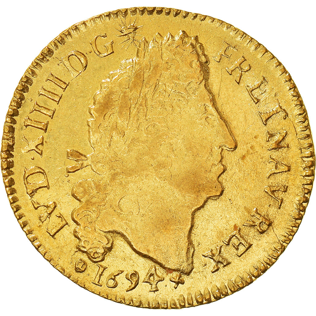 Monnaie, France, Louis XIV, Louis d'or aux 4 L, Louis d'Or, 1694, Montpellier