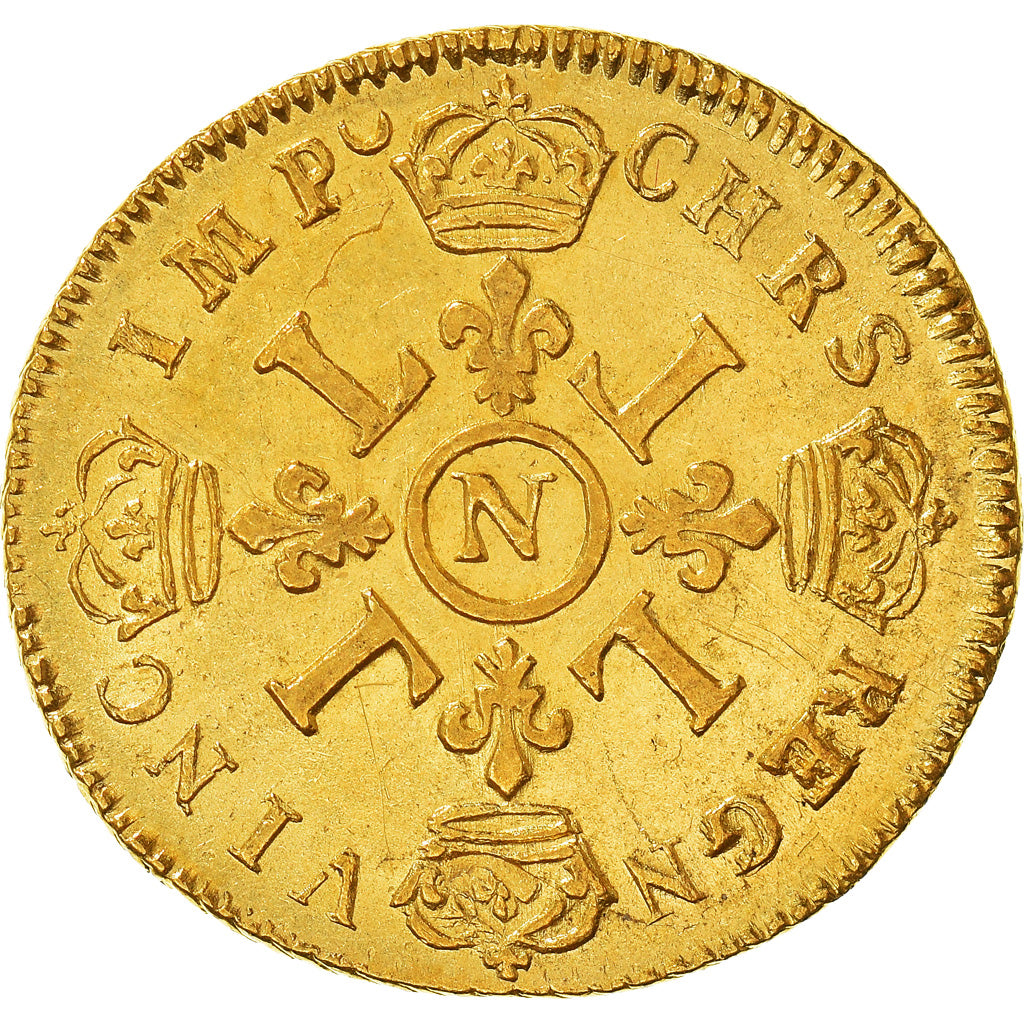 Monnaie, France, Louis XIV, Louis d'or aux 4 L, Louis d'Or, 1694, Montpellier