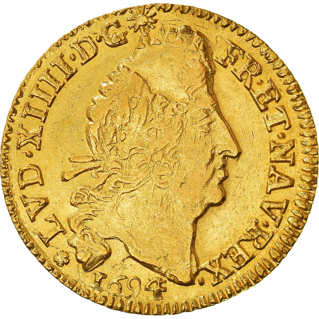 Monnaie, France, Louis XIV, Louis d'or aux 4 L, Louis d'Or, 1694, Toulouse