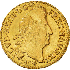 Monnaie, France, Louis XIV, Louis d'or aux 4 L, Louis d'Or, 1694, Toulouse