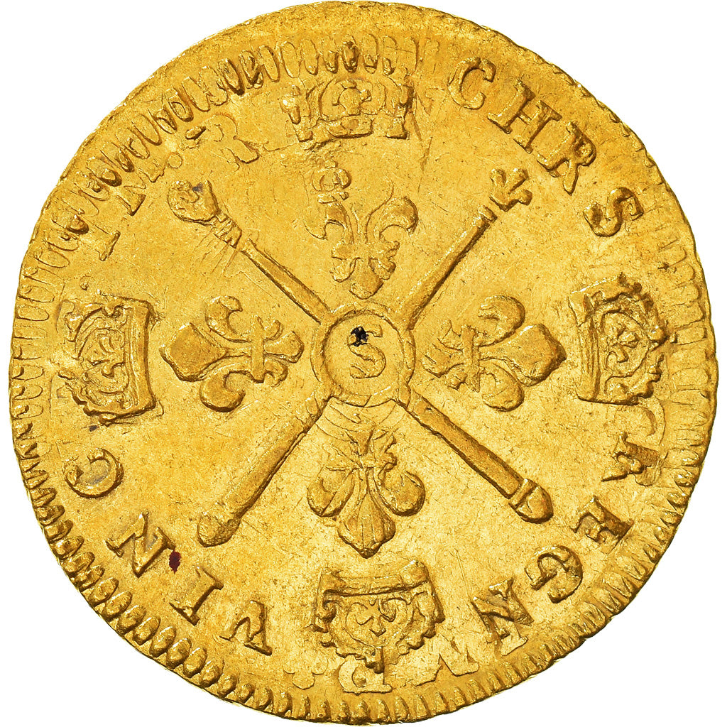 Moneta, Francja, Louis XIV, Louis d'or aux insignes, 1704, Reims, EF(40-45)