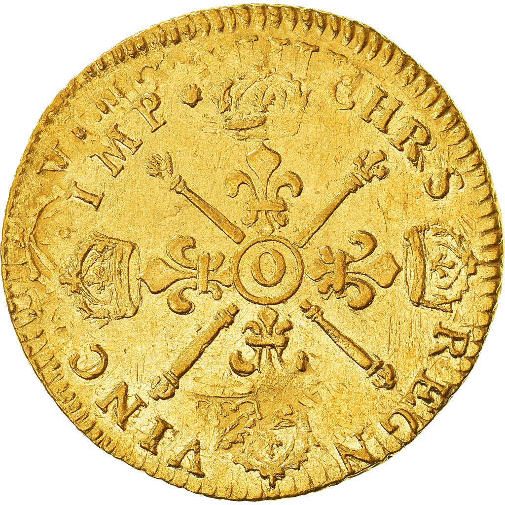 Munten, Frankrijk, Louis XIV, Louis d'or aux insignes, Louis d'Or, 1704, Riom