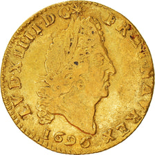 Coin, France, Louis XIV, 1/2 Louis d'or aux 4 L, 1/2 Louis d'or, 1696, Paris
