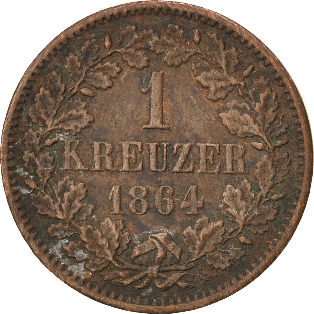 GERMAN STATES, Kreuzer, 1864, KM #242, VF(30-35), Copper, 21.6, 4.19