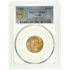 Monnaie, France, Marianne, 20 Francs, 1908, Paris, PCGS, MS66, FDC, Or