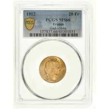 Coin, France, Marianne, 20 Francs, 1912, PCGS, MS66, MS(65-70), Gold, KM:857