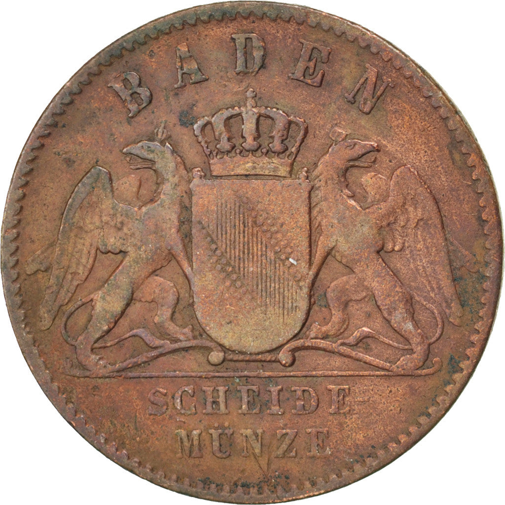 Coin, German States, BADEN, Friedrich I, Kreuzer, 1866, VF(30-35), Copper