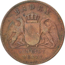 Coin, German States, BADEN, Friedrich I, Kreuzer, 1866, VF(30-35), Copper