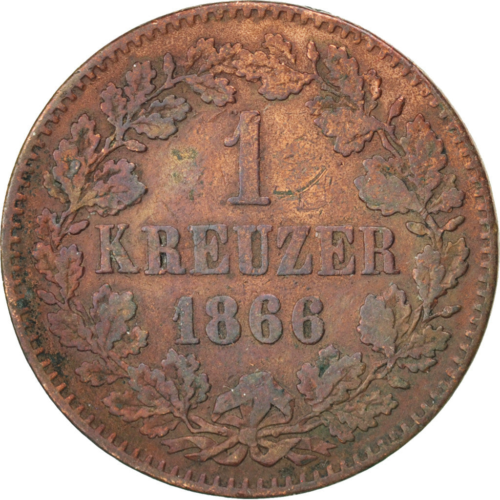 Coin, German States, BADEN, Friedrich I, Kreuzer, 1866, VF(30-35), Copper