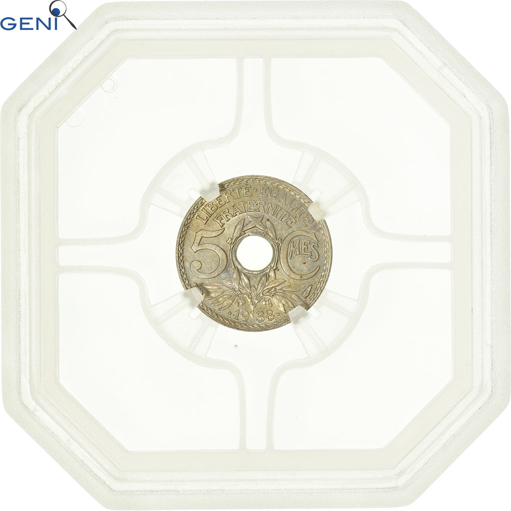 Coin, France, Lindauer, 5 Centimes, 1938, GENI, MS65, MS(65-70), Nickel-Bronze
