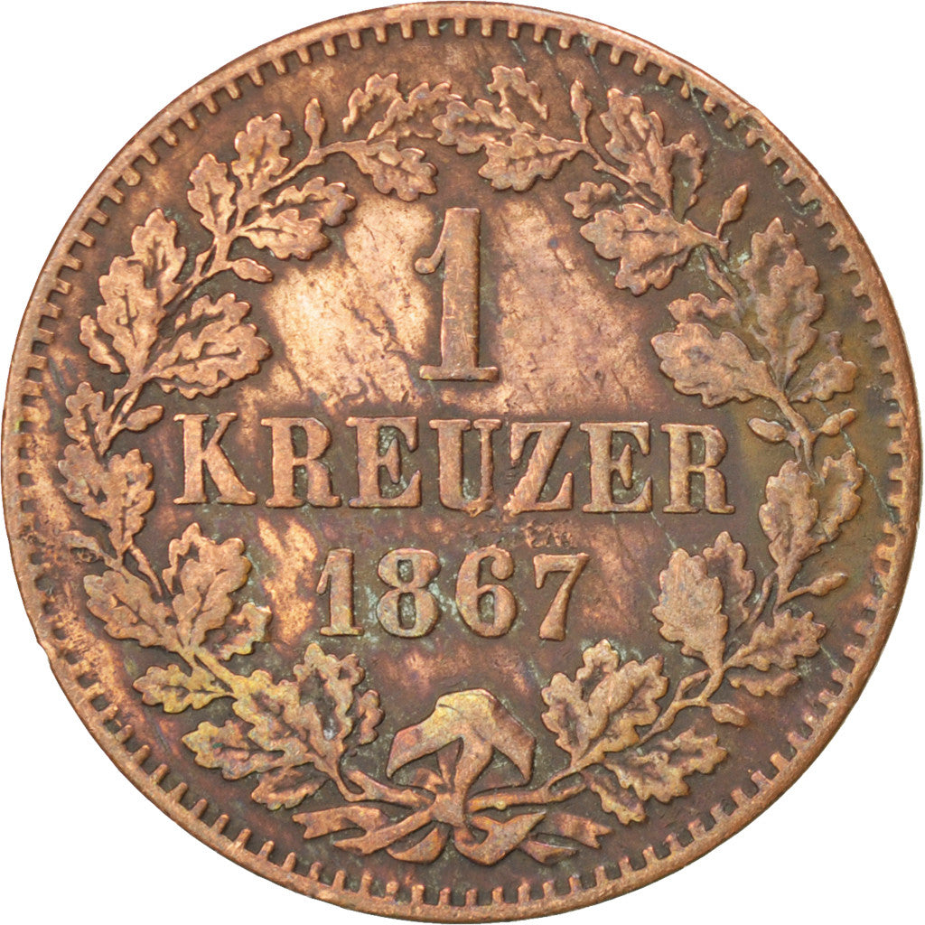 GERMAN STATES, Kreuzer, 1867, KM #242, EF(40-45), Copper, 21.6, 4.14