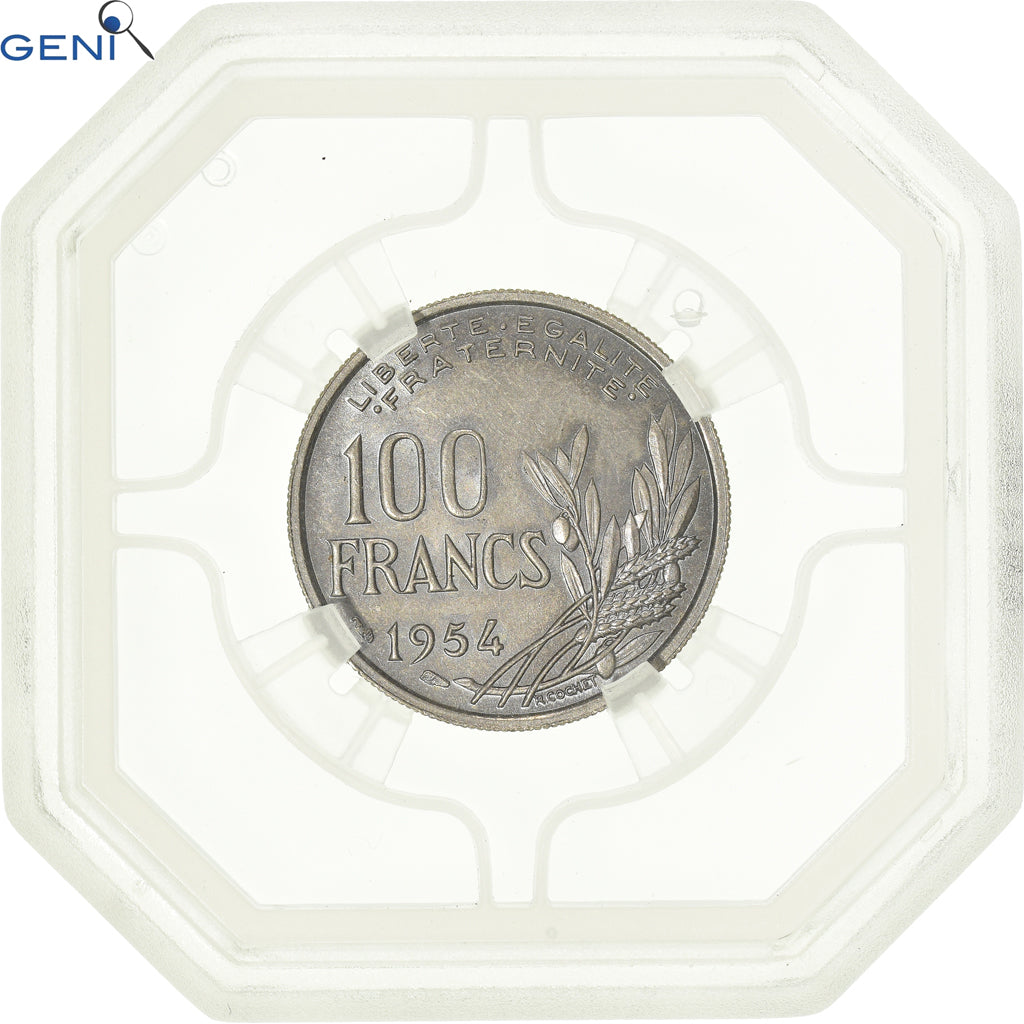 Coin, France, Cochet, 100 Francs, 1954, GENI, MS62, MS(60-62), Copper-nickel