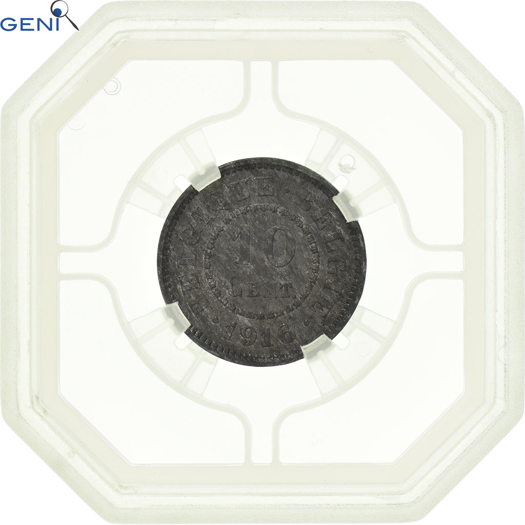 Moneda, Bélgica, 10 Centimes, 1916, GENI, MS65, FDC, Cinc, KM:81, graded