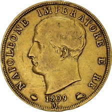 Moneta, STATI ITALIANI, KINGDOM OF NAPOLEON, Napoleon I, 40 Lire, 1809, Milan