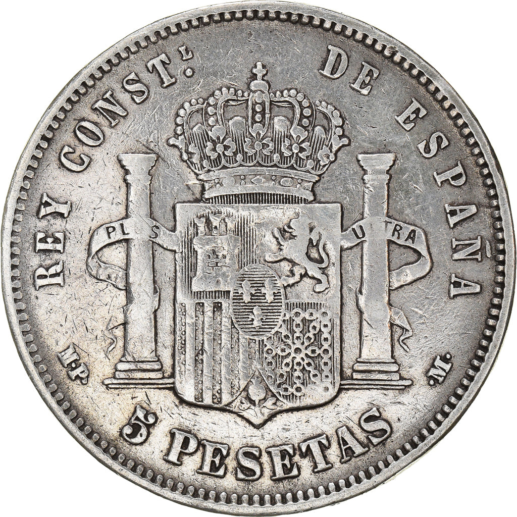 Coin, Spain, Alfonso XIII, 5 Pesetas, 1889, Madrid, VF(30-35), Silver, KM:689