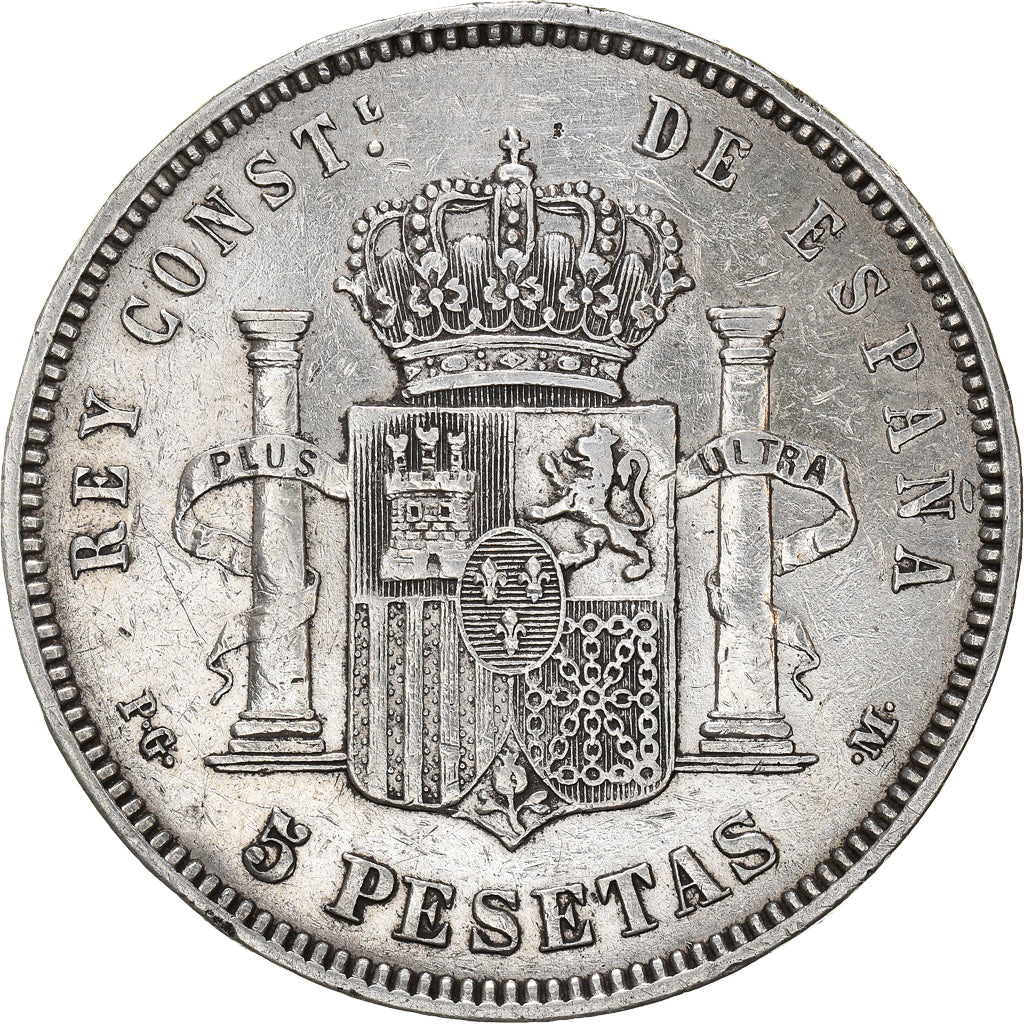 Coin, Spain, Alfonso XIII, 5 Pesetas, 1891, Madrid, VF(30-35), Silver, KM:689