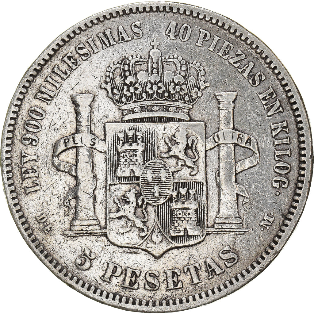 Coin, Spain, Alfonso XII, 5 Pesetas, 1875, Madrid, VF(30-35), Silver, KM:671