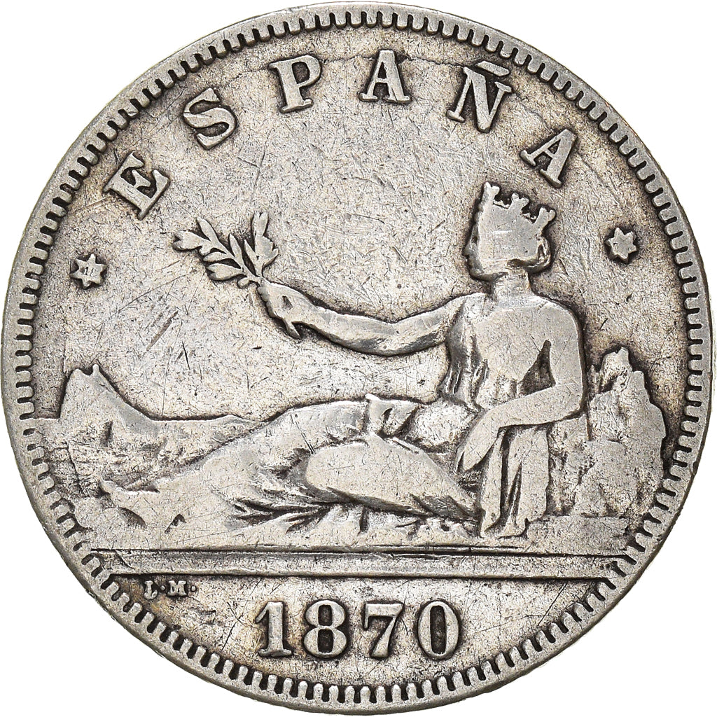 Coin, Spain, Provisional Government, 2 Pesetas, 1870, Madrid, VF(20-25), Silver