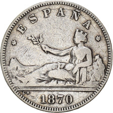 Coin, Spain, Provisional Government, 2 Pesetas, 1870, Madrid, VF(20-25), Silver