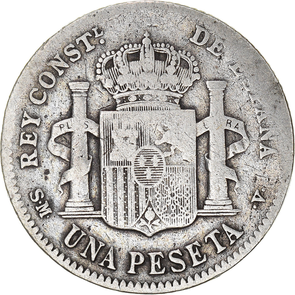 Moneda, España, Alfonso XIII, Peseta, 1901, Madrid, BC, Plata, KM:706