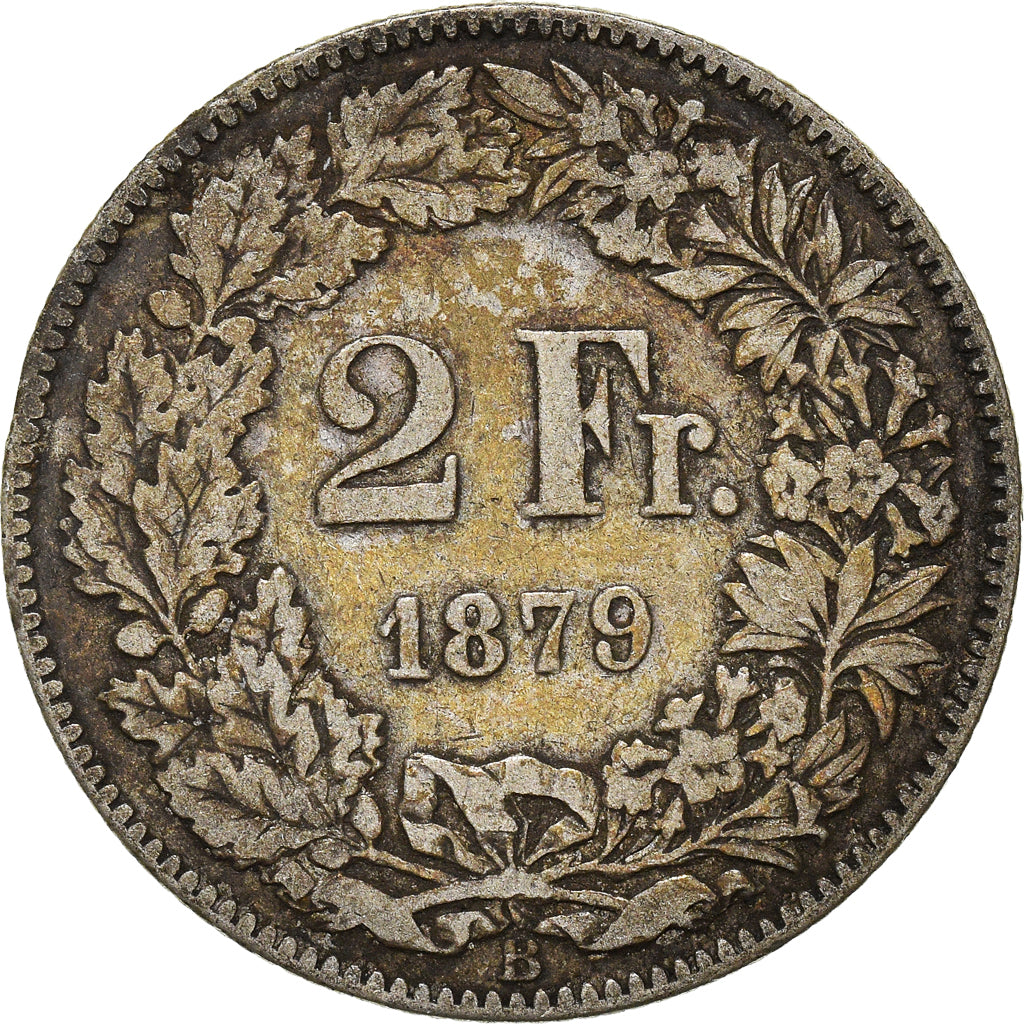 Coin, Switzerland, 2 Francs, 1879, Bern, VF(20-25), Silver, KM:21