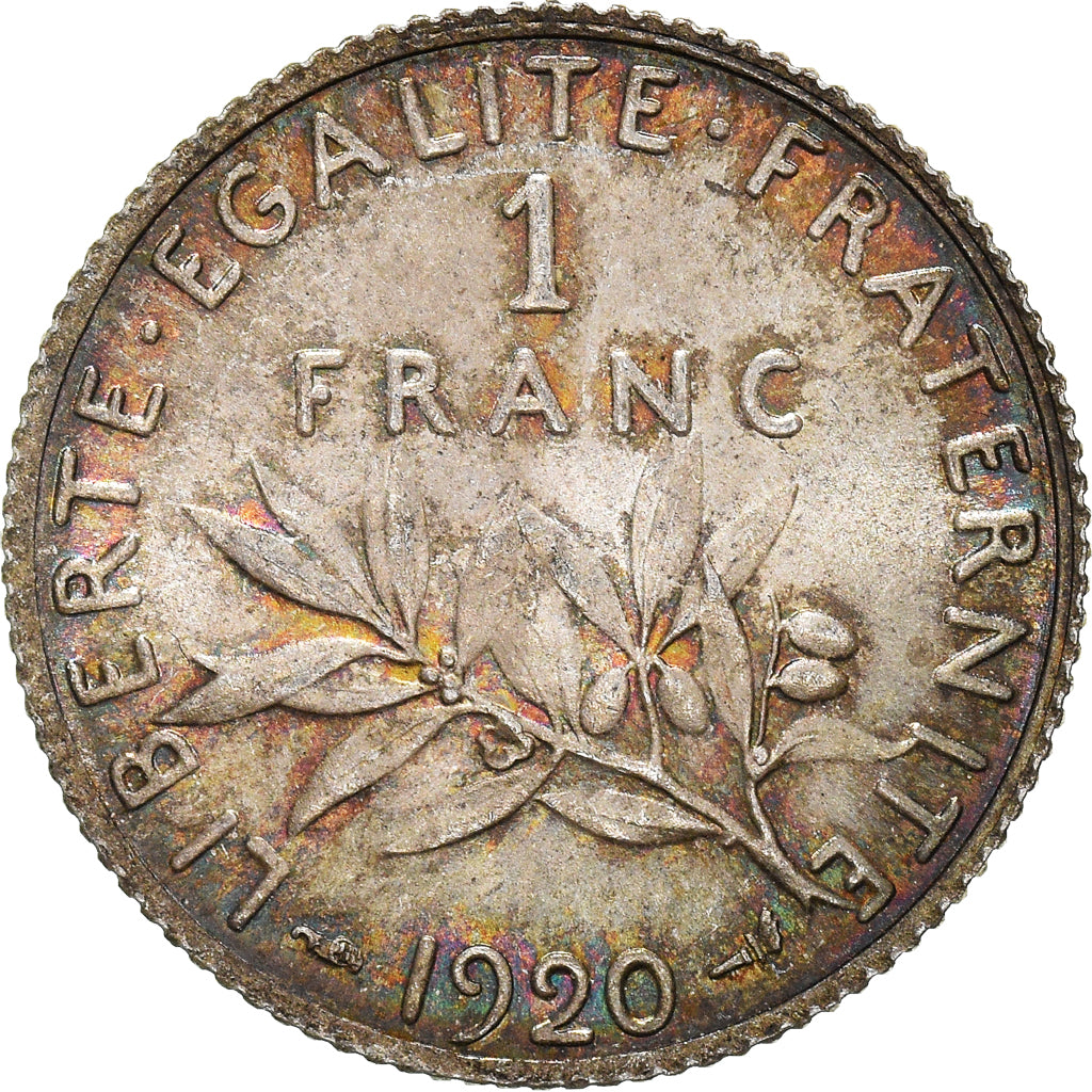 Coin, France, Semeuse, Franc, 1920, Paris, MS(63), Silver, KM:844.1, Le