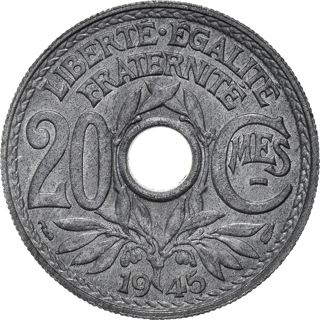 Moneda, Francia, Lindauer, 20 Centimes, 1945, EBC+, Cinc, KM:907.1, Le