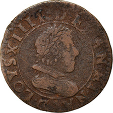 Münze, Frankreich, Louis XIII, Double Tournois, 1627, Poitiers, S, Kupfer