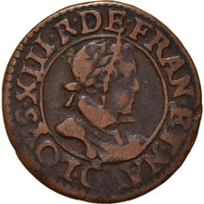 Coin, France, Louis XIII, Double Tournois, 1619, Poitiers, VF(30-35), Copper