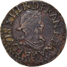 Coin, France, Louis XIII, Double tournois, buste laurée et drapé, Double