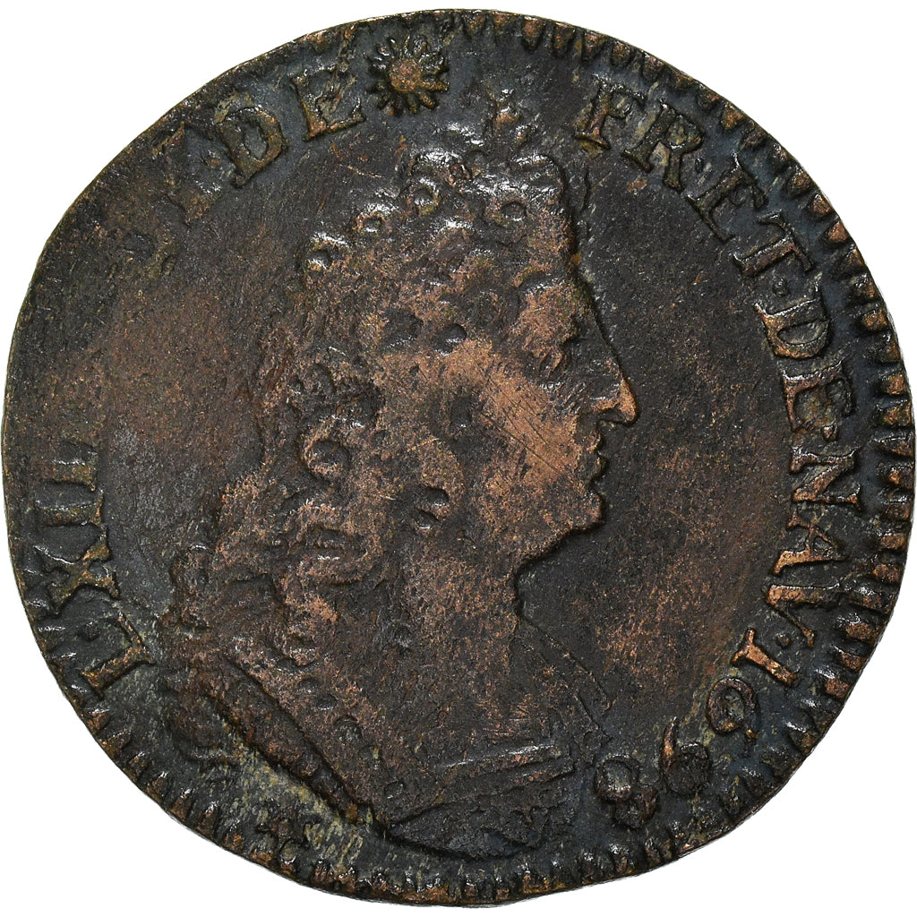 Coin, France, Louis XIV, Liard de France au buste âgé, troisième type, Liard