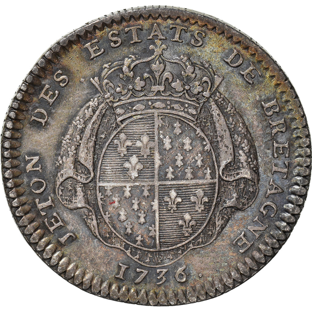 Francja, Token, Ludwik XV, États de Bretagne, États de Rennes, 1736, Duvivier
