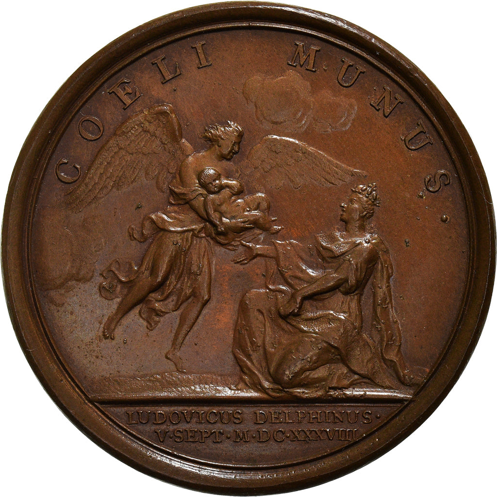 Francia, medalla, Louis XIII, Naissance du Dauphin Louis XIV, 1638, Mauger, SC