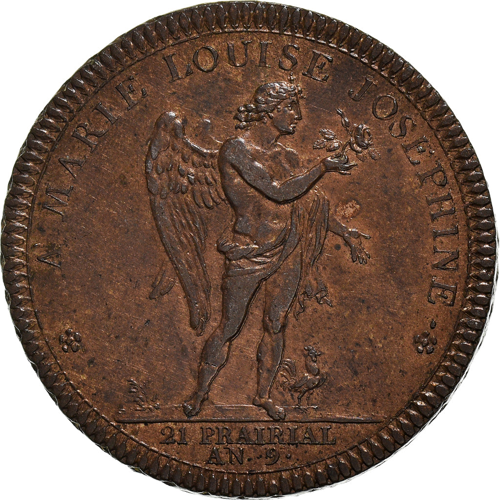 France, Médaille, Louis et Marie-Louise d'Étrurie, An 9 (1801), SUP, Bronze