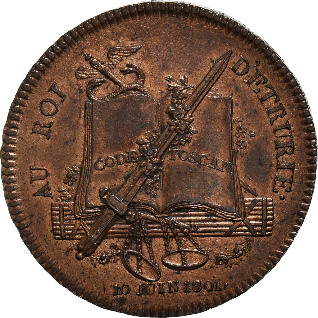 France, Médaille, Louis et Marie-Louise d'Étrurie, An 9 (1801), SUP, Bronze