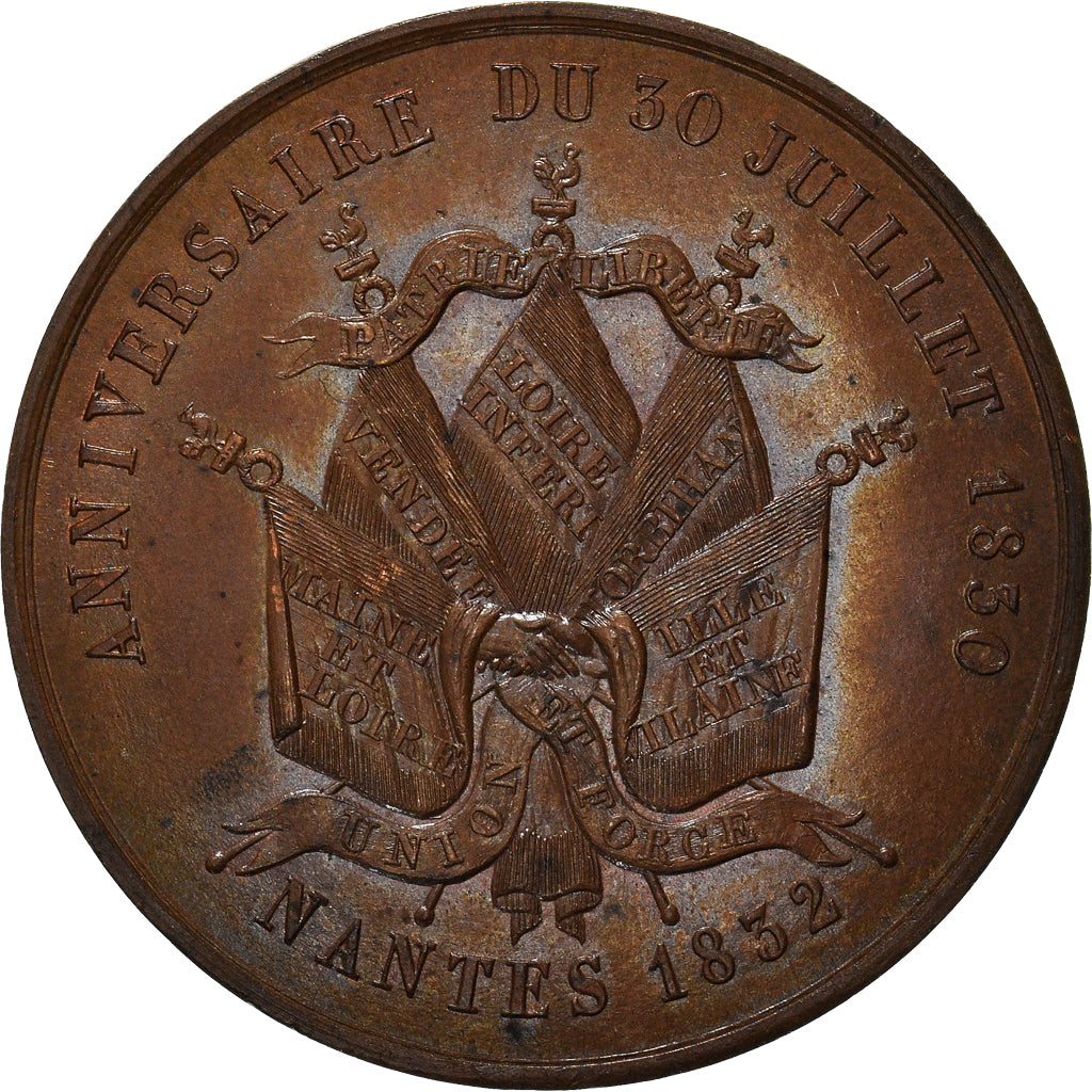 France, Médaille, Louis Philippe I, anniversaire du 30 juillet 1830, 1832