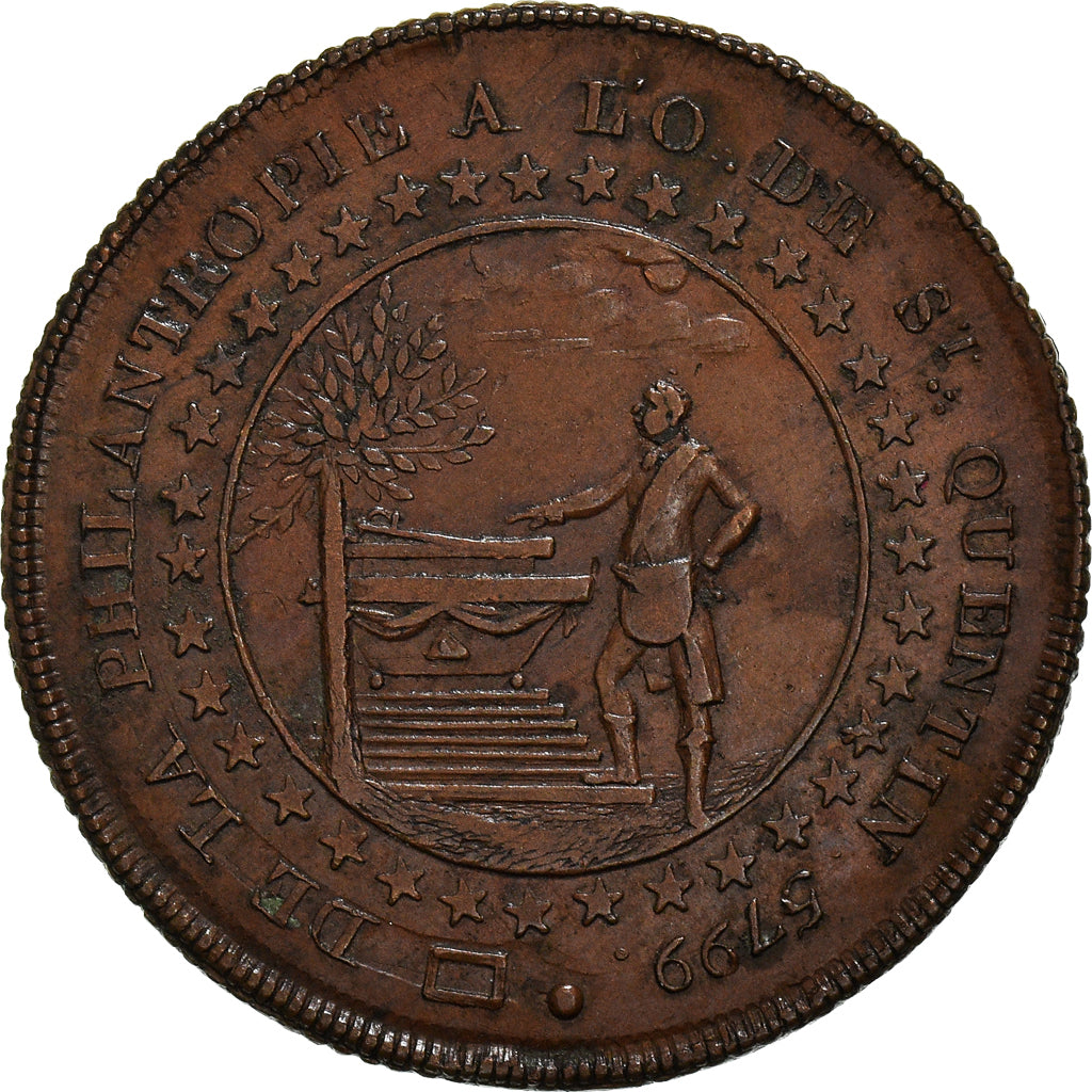 France, Token, Franc-Maçonnerie, Orient de Saint-Quentin, EF(40-45), Copper