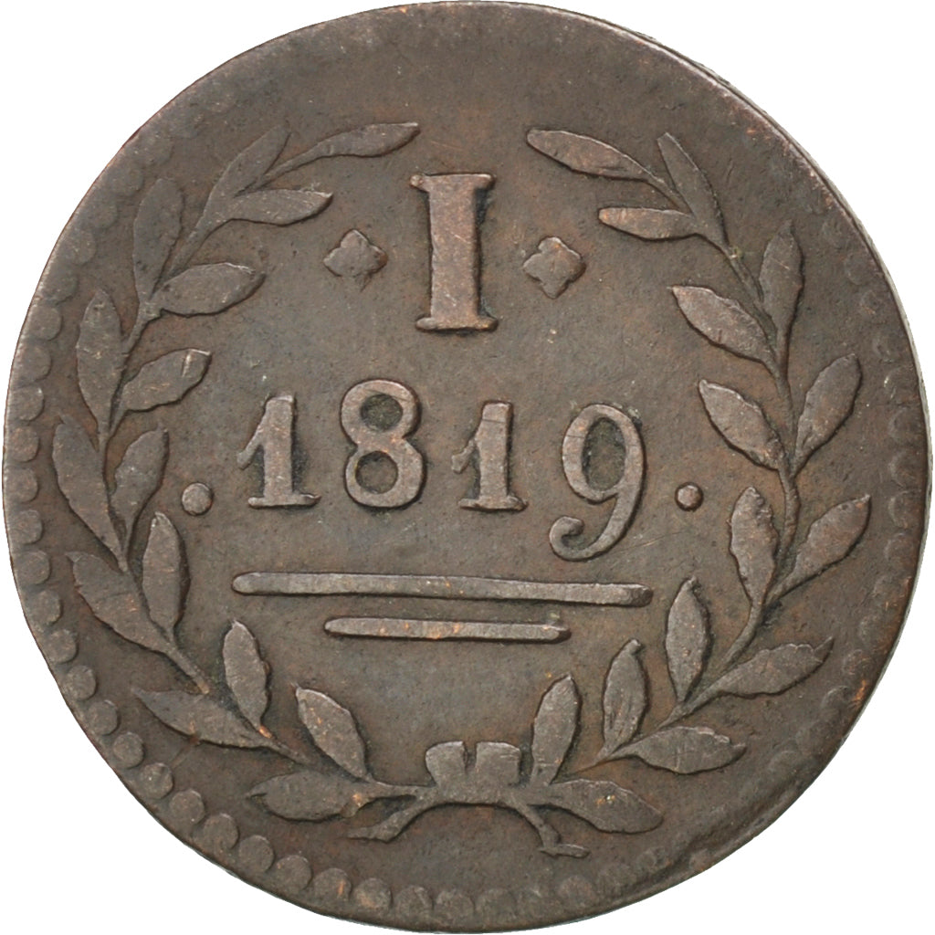 Coin, German States, FRANKFURT AM MAIN, Pfennig, 1819, EF(40-45), Copper, KM:Tn5