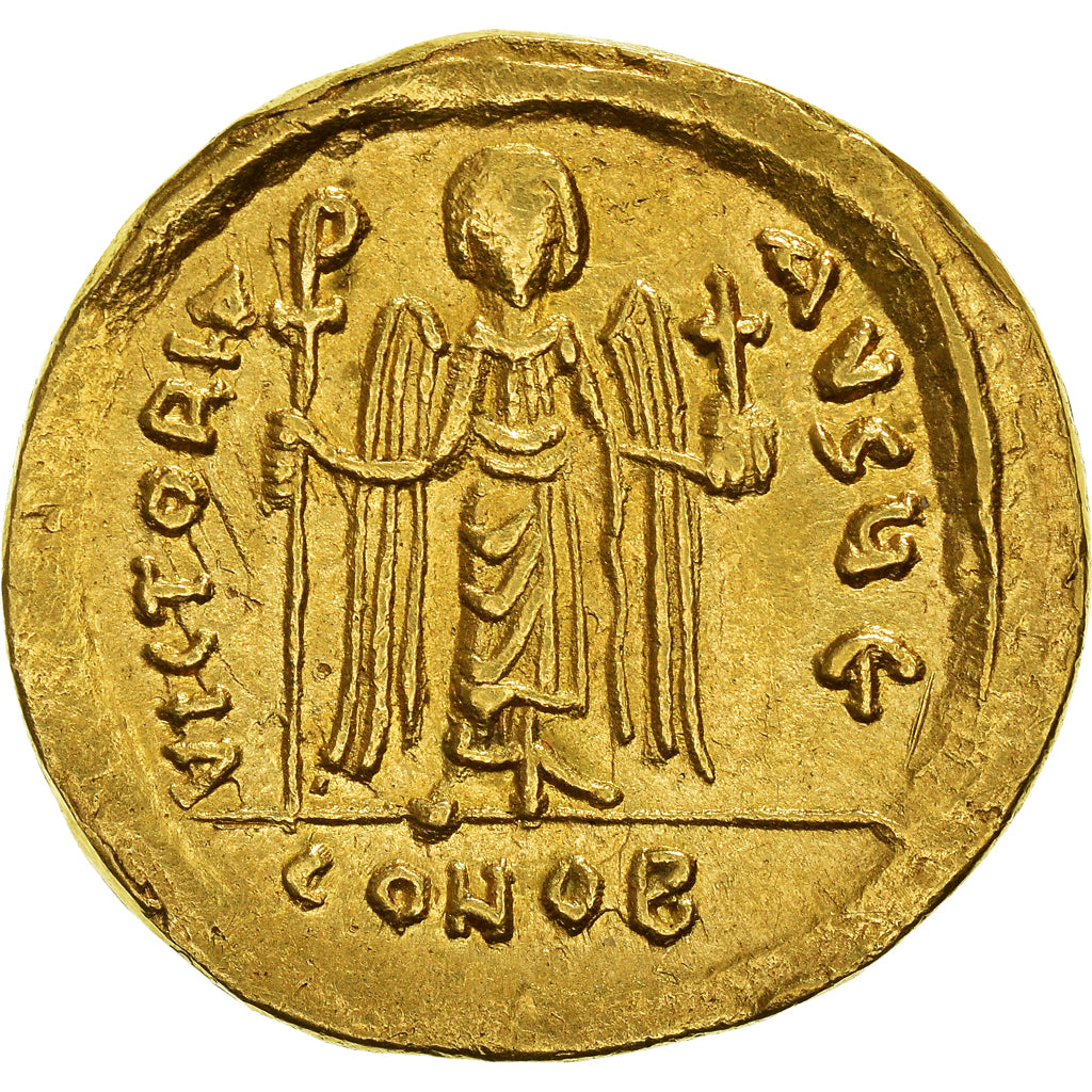 Coin, Phocas, Solidus, 607-609, Constantinople, AU(55-58), Gold, Sear:621