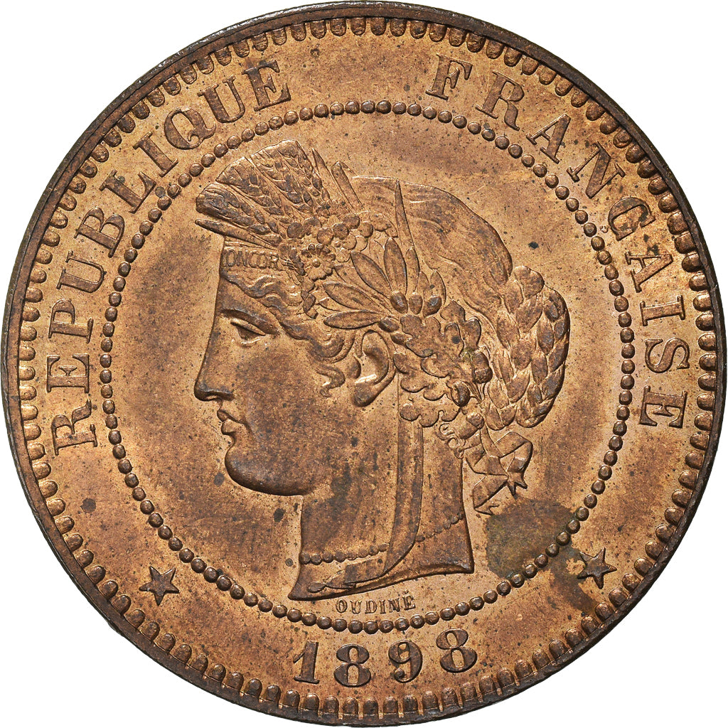 Moneta, Francia, Cérès, 10 Centimes, 1898, Paris, FDC, Bronzo, KM:815.1, Le