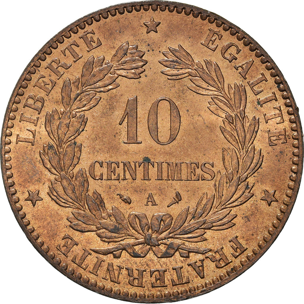Moneta, Francia, Cérès, 10 Centimes, 1898, Paris, FDC, Bronzo, KM:815.1, Le