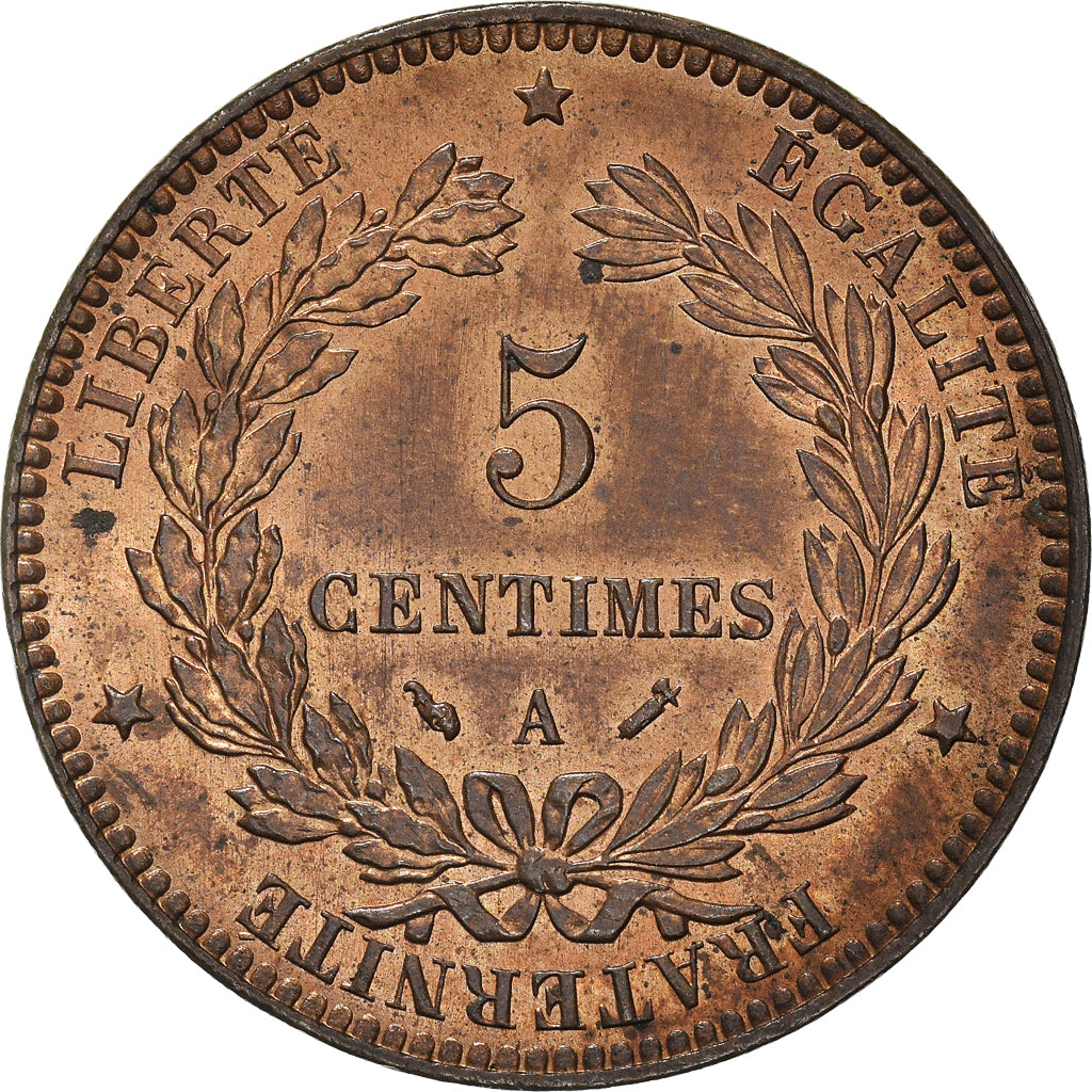 Moneta, Francia, Cérès, 5 Centimes, 1896, Paris, SPL, Bronzo, KM:821.1, Le