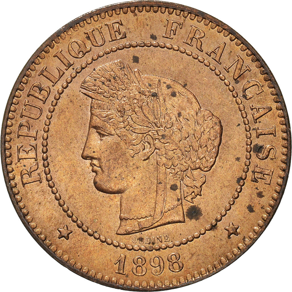 Moeda, França, Cérès, 5 Centimes, 1898, Paris, MS(64), Bronze, KM:821.1, Le