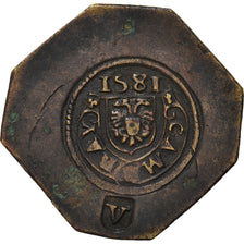 Moneta, Francja, Siège de Cambrai, 5 Patards, 1581, Cambrai, AU(50-53), Miedź