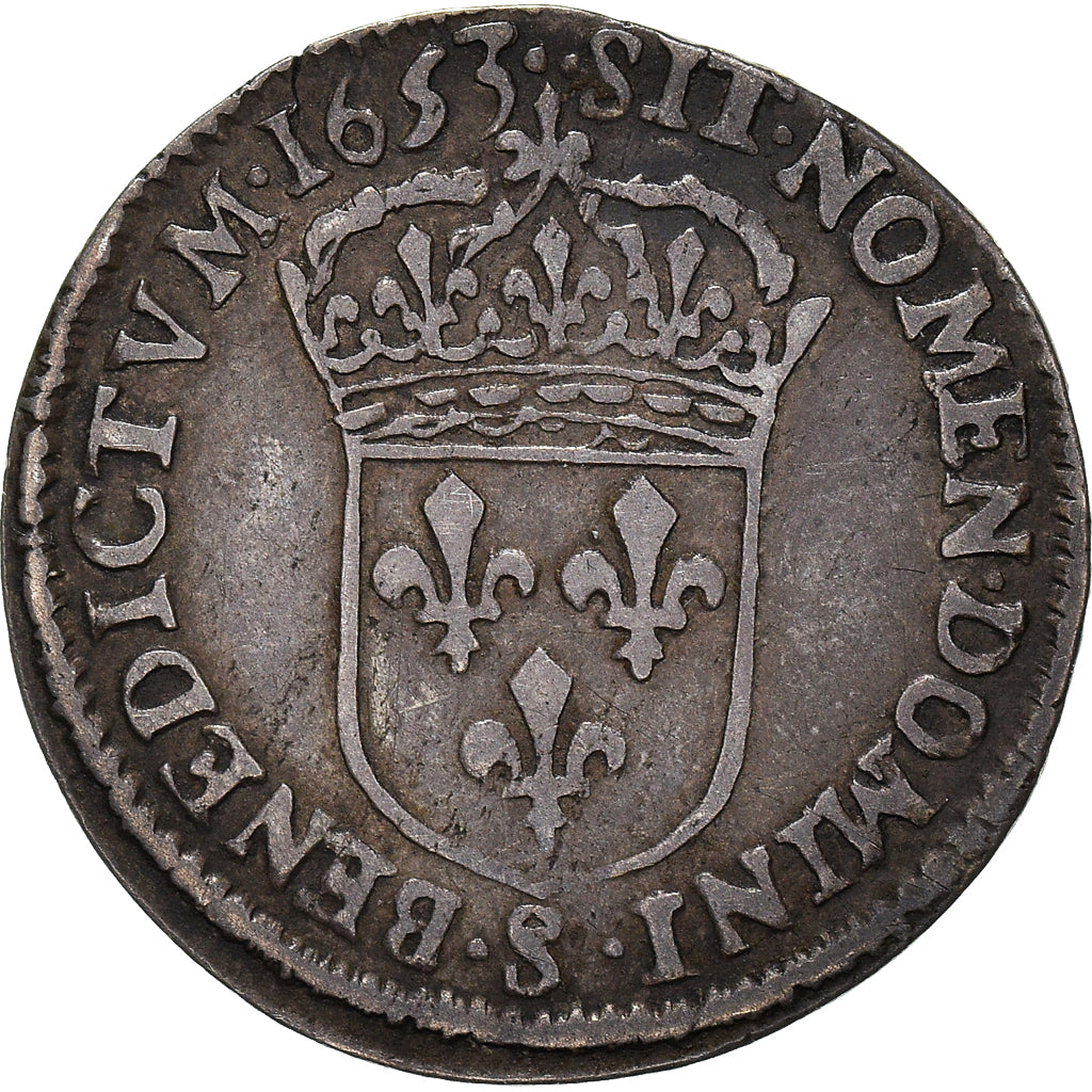Moeda, França, Louis XIV, 1/12 Écu à la mèche longue, 1/12 ECU, 10 Sols