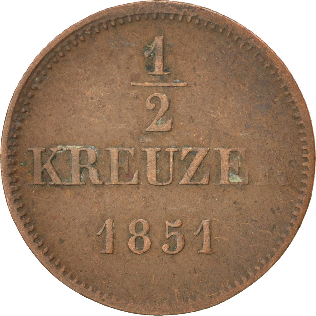 Coin, German States, BAVARIA, Maximilian II, 1/2 Kreuzer, 1851, VF(30-35)