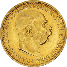 Moeda, Áustria, Franz Joseph I, 10 Corona, 1911, Vienna, AU(55-58), Dourado